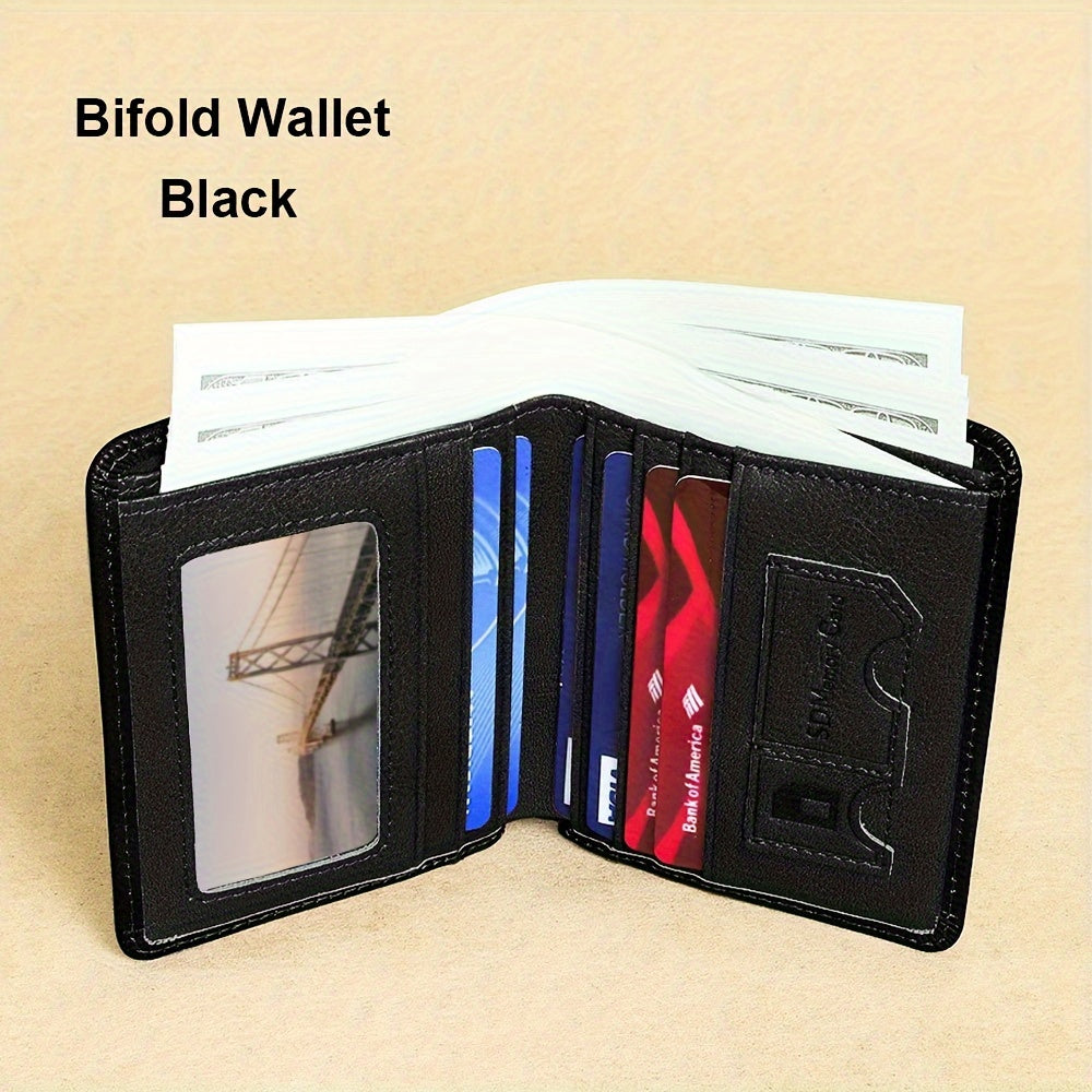 1pc CIEPHIA Vintage Genuine Leather RFID Blocking Wallet for Men - Slim, Multi-Functional ID & Credit Card Holder, Deep Brown with Embossed Logo, Ideal Gift for Valentine's Day