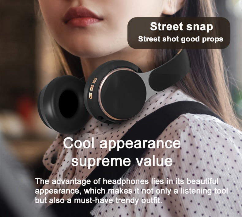 1pc Retro Style Wireless Headphones with HiFi Sound, Foldable & Portable Design, Built-in Radio, Condenser Mic, Button Control, Compatible with Cellphones, Ideal for Gaming, Exercise, Home Use - 5.3 Chip, Type-C Charging, Non