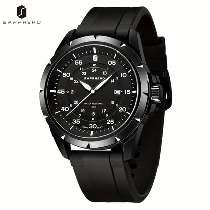 SAPPHERO Men's Luxury Watch - Stainless Steel Case & Band, 50m Waterproof, Analog Display with Date Window, Everyday & Formal Watch for Swimming, Business, Gifts - Affordable Luxury Wristwatch, Business Wristwatch, Sporty Ele