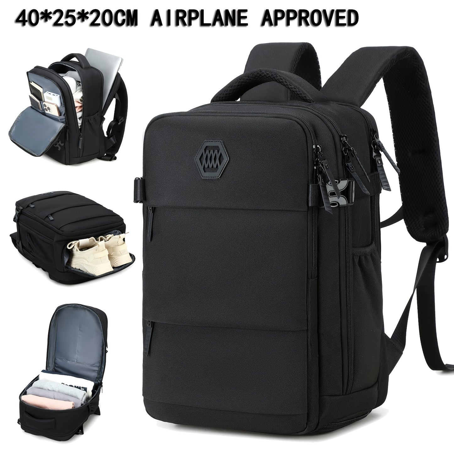 Travel Backpack for Men, Airline-Approved Carry-On Luggage, 15.6-Inch Laptop Business Bag, Weekend Leisure Hiking and Casual Daypack