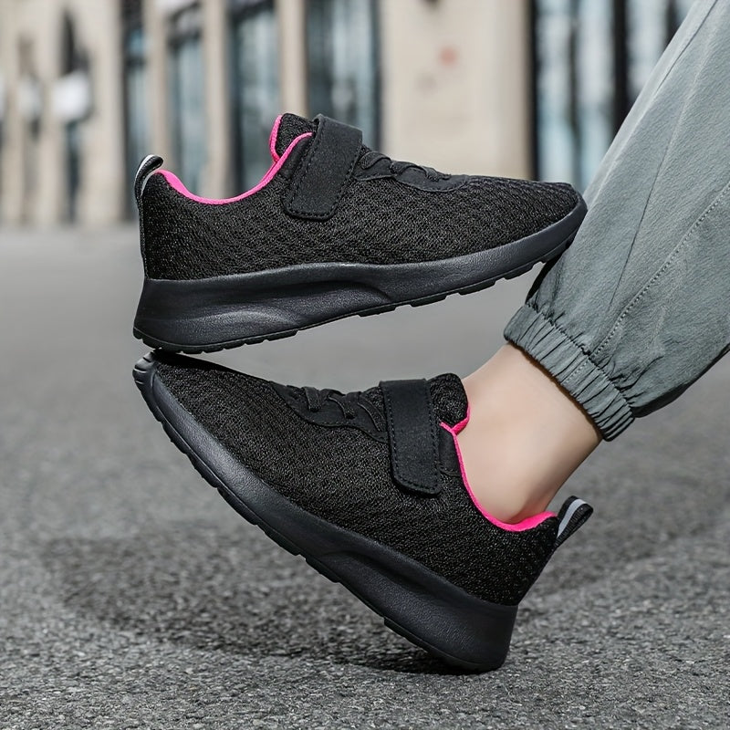 Girls' Fashionable Mesh Running Footwear, Casual Athletic Style, 28-40 Sizes, Magenta Accent, EVA Sole, PU Insole, for Spring/Fall