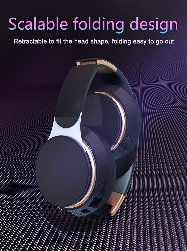 1pc Retro Style Wireless Headphones with HiFi Sound, Foldable & Portable Design, Built-in Radio, Condenser Mic, Button Control, Compatible with Cellphones, Ideal for Gaming, Exercise, Home Use - 5.3 Chip, Type-C Charging, Non