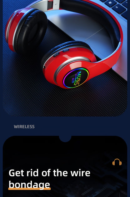 Wireless Earphones, Multi-Color LED Lights, Comfortable Foldable Earphones, SD Card Slot, School/Tablet/Pc/Phone/Birthday/Christmas/Travel Gifts. Popular Wireless Earphones, Head Mounted Wireless Earphones, And Foldable Earbu