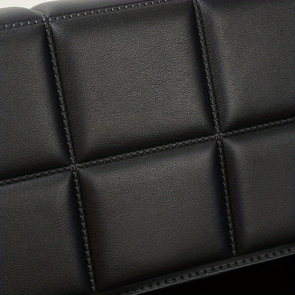 caivektine Men's Stylish Black Crossbody Bag - Adjustable Strap, Quilted Grid Design, Casual Business Shoulder Bag for Everyday Outings, Casual Business Bag | Sleek Modern Bag | Adjustable Strap Bag, Small Crossbody Bag