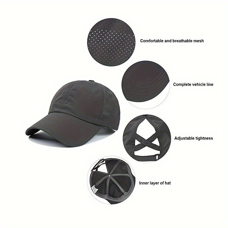 1x Summer Ponytail Baseball Cap, Women's Sports Hat Camping Hat Hiking Hat Christmas Gift