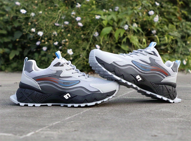 Men's Stylish & Durable Sneakers - Comfortable, Non-Slip Lace-Up Sneakers for Outdoor Activities, Breathable Fabric, All-Season Wear