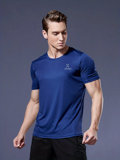 Men's Ultra-Thin T-Shirt with Round Neck, Lightweight and Breathable Performance Running Top for Gym Workouts