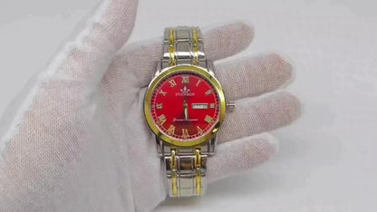 FOURRON Men'S Quartz Watch - Stainless Steel Band, Roman Numerals, Luminous, Waterproof, Ideal for Birthday & Holiday Gifts