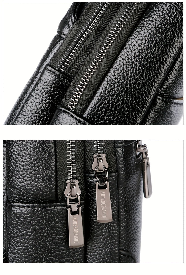New Men'S Chest Bag 2024 Genuine Faux Leather Texture Crossbody Bag Casual Shoulder Bag Men'S Large Capacity Backpack Trendy