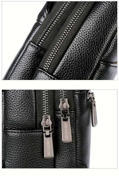 New Men'S Chest Bag 2024 Genuine Faux Leather Texture Crossbody Bag Casual Shoulder Bag Men'S Large Capacity Backpack Trendy