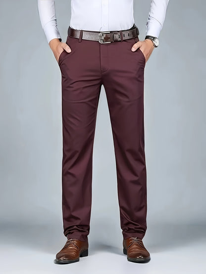 Four Seasons Men's New Casual Formal Pants Business Style Trendy Casual Long Pants Fashionable Versatile Men's Elastic Western Pants Comfortable Classic Design Casual Wear