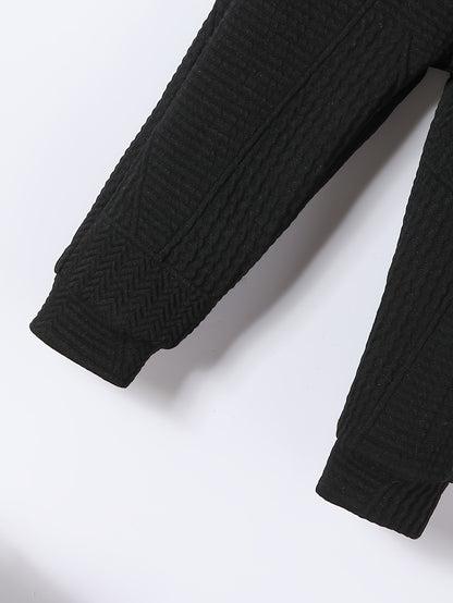 3pcs Set for Boys: New Autumn Shoulder Button Plain Round Neck Sweater, Trousers and Crossbody Bag, Casual and Fashionable Three-piece Set