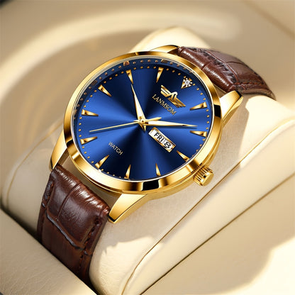 1pc New Men's Quartz Watch with Sunday Calendar and Night Light, Fashionable Wristwatch Ideal Choice for Relatives and Friends Birthday Gifts, Festive Gifts, Brand Electronic Movement Fully Automatic Business Watch