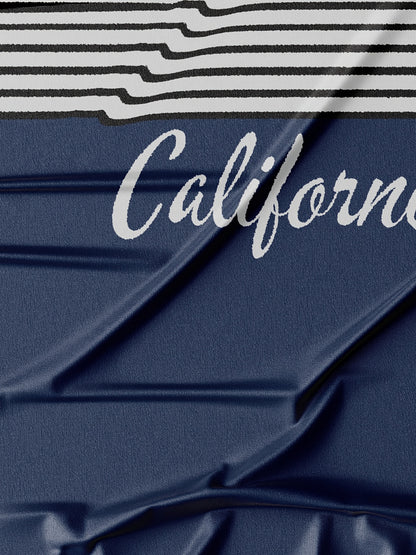 Men'S Athletic T-Shirt & Shorts Set - California Graphic, Blue & White, Drawstring Waist, Summer Sportswear, Regular Fit, Adult Exercise Gear, Athletic Apparel | California Design | Knit Constructio