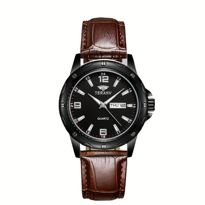 Elegant Men's Stainless Steel Quartz Watch - IPX7 High Quality, Luminous Hands, Date & Day Display, Business Casual Sporty Design for Everyday & Water Activities, Versatile Wristwatch, Sleek Strap Design, Glowing Markers