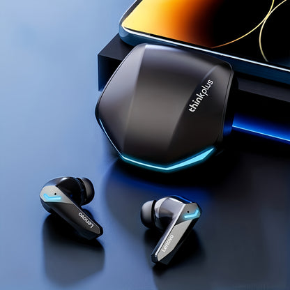 [Office Ready] Lenovo ThinkPlus GM2 PRO Wireless Earbuds - HiFi Sound, Tri-Band Analysis, Intelligent Noise Reduction, HD Calls, 350mAh Rechargeable Battery, USB Type-C Charging, Sleek Black Design with Blue Accents, Portable