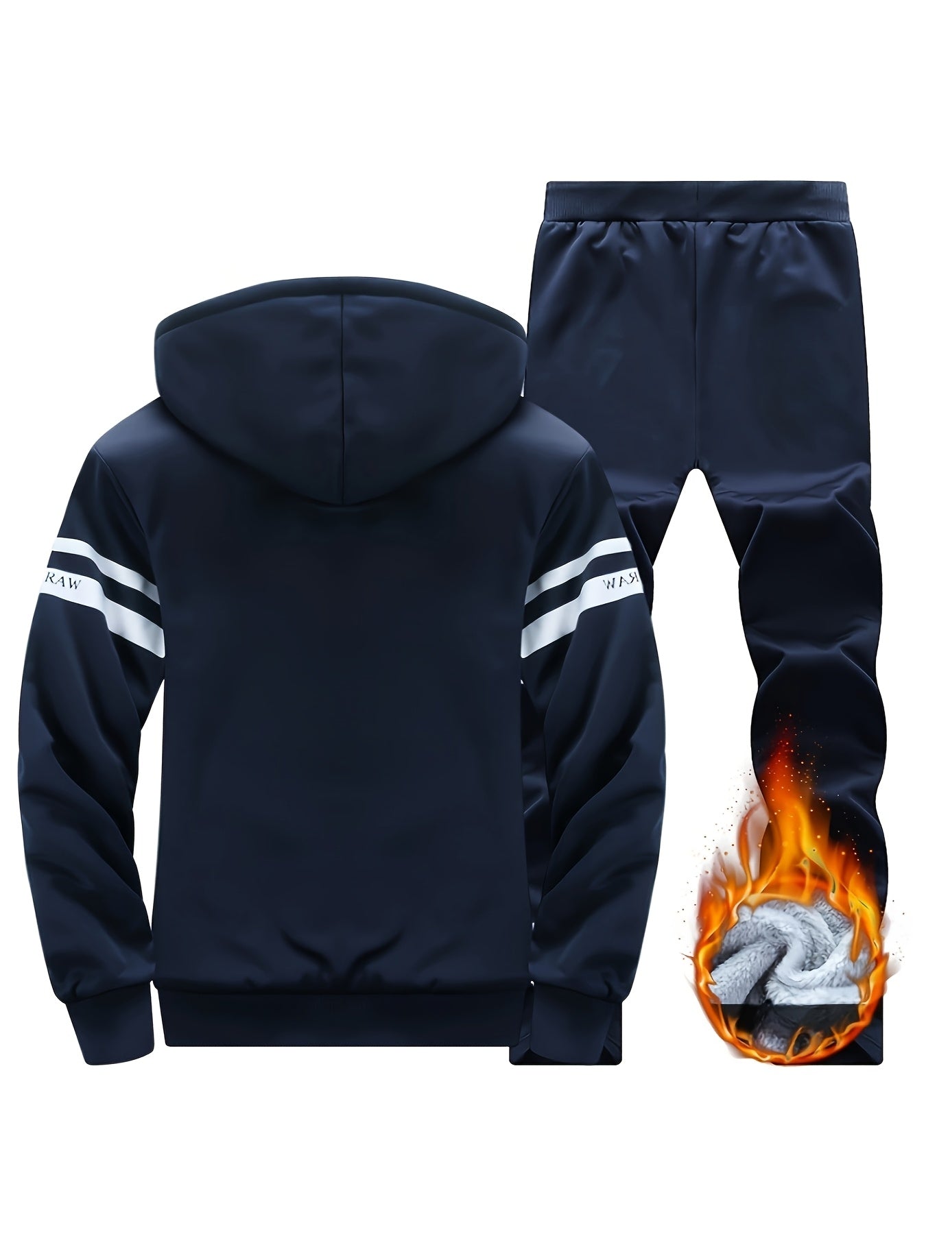 Autumn and Winter Men'S Sports Casual Suit, Men'S Velvet Thickened Sports Suit, Hooded Opening Fitness Suit, Warm Home Suit, Two-piece Set