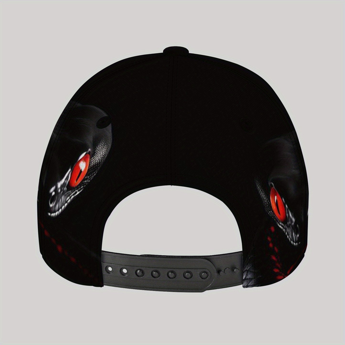 CUTEHSJ Men's Punk Rock Baseball Cap - Lightweight Adjustable Sun Hat with Red Snake Graphic, Black & Red Contrast Design for Beach, Fishing, Outdoor Activities & Vacation, Stylish Headgear
