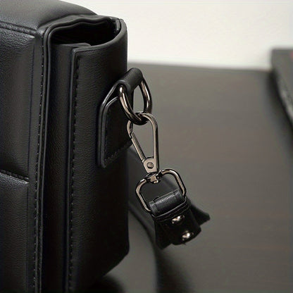 caivektine Men's Stylish Black Crossbody Bag - Adjustable Strap, Quilted Grid Design, Casual Business Shoulder Bag for Everyday Outings, Casual Business Bag | Sleek Modern Bag | Adjustable Strap Bag, Small Crossbody Bag