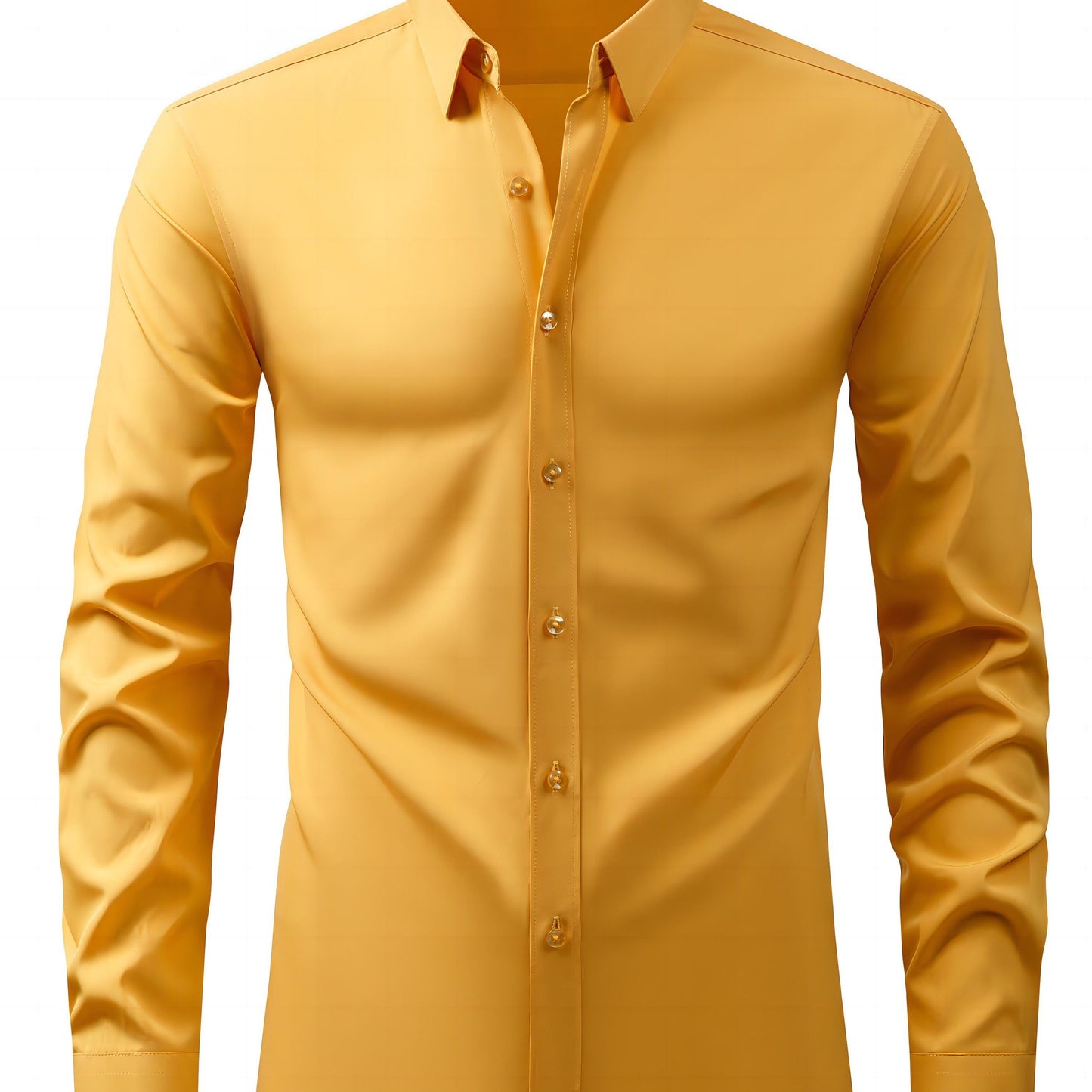2025 New Men'S Business Slim-Fit Long-Sleeve Shirt, Wrinkle-Free, Elastic, And Smooth Fabric.