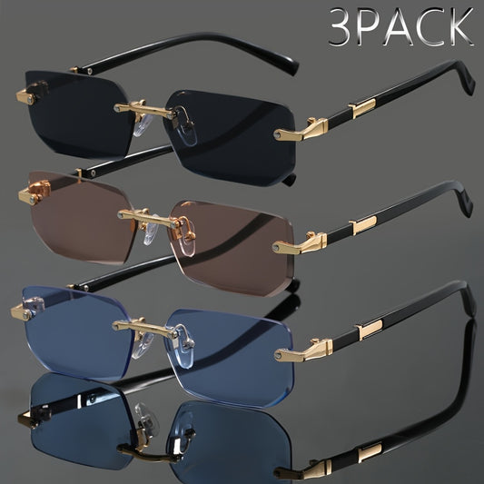 3pcs Retro Metal Classic Trendy Fashion Glasses for Graduation, Wedding, Summer Party, and Holiday Gifts - PC Lens & Frame, Full Frame, Decorative Style, Perfect for Casual Attire, Best for Christmas