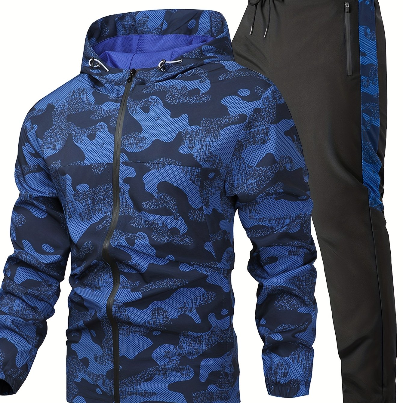 Men'S Suit, Casual Stylish Sportswear, Long-Sleeve Jacket, Woven Hooded Jacket, Sports Long Pants, Men'S Woven Moisture-Wicking Long Pants, Sweat-Resistant
