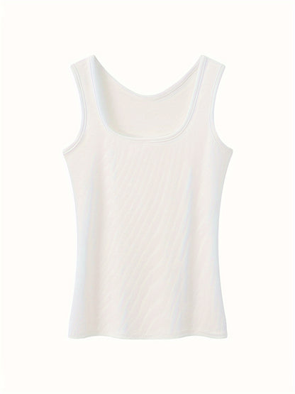 Solid Color Casual, U-neck, Wide Shoulder Vest, Women's Vest, Inner Wear, Versatile Outer Wear, Sleeveless Vest, Comfortable and Simple, Spring, Summer and Autumn Top, Can Be Worn in Winter, Christmas, Valentine's Day