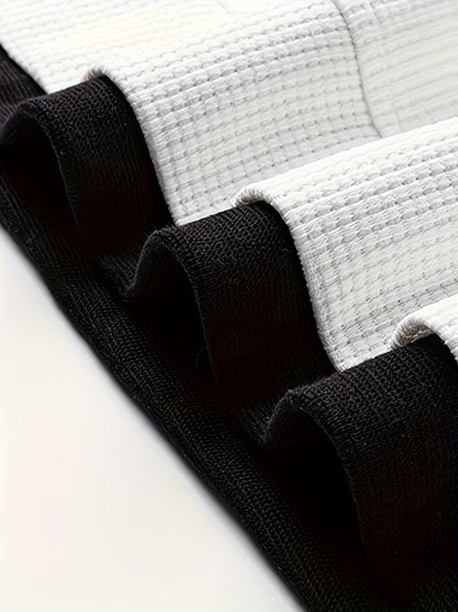 Waffle short-sleeved T-shirt Men's casual sports suit summer loose fake two-piece half-sleeve T-shirt set