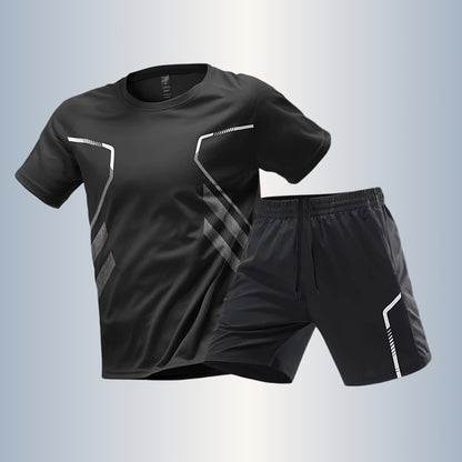Men'S Lightweight Running Set - Breathable, Quick-Dry Athletic Wear with Zipper Pockets, Ideal for Outdoor Fitness & Training, Casual Sportswear|Casual Sportswear, Athletic Wear