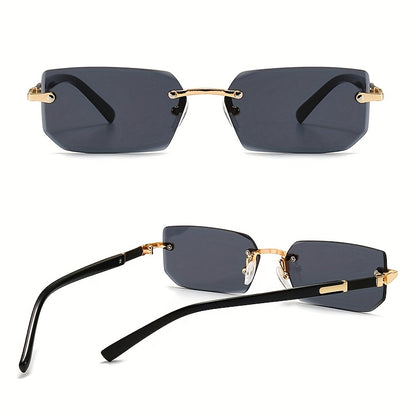 1pc Men's Fashion Rimless Fashion Glasses, Trendy Rimless Classic Small Square Summer Traveling Fashion Glasses, Ideal choice for Gifts