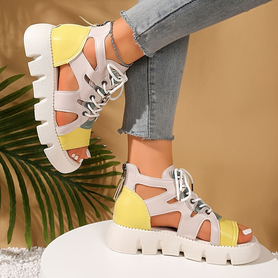 Women's Retro Thick Sole Zipper Strap Sandals Fashionable Open-Toe Casual Loafers New Summer Style College Breathable Casual Shoes