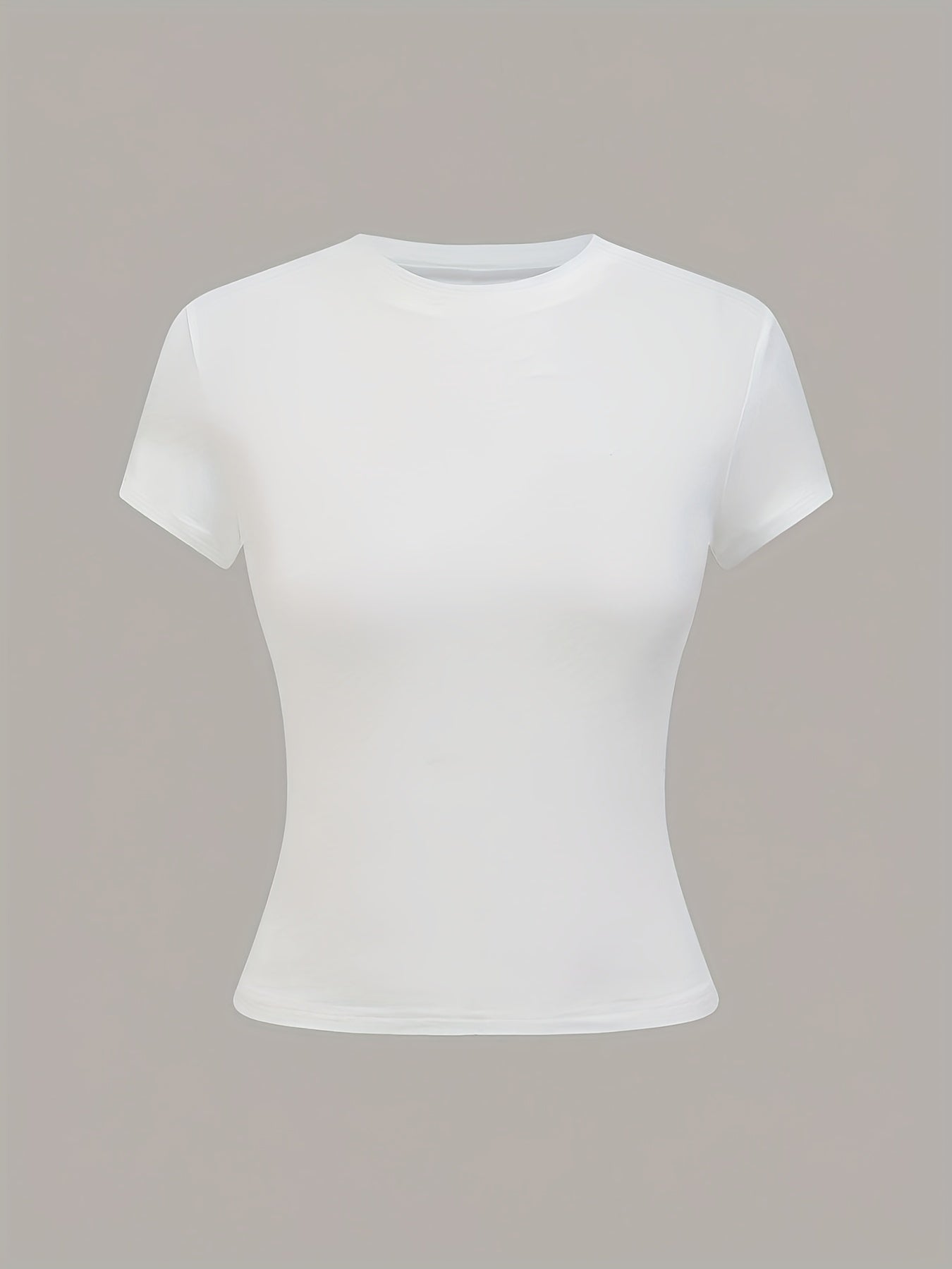 3pcs Women'S Basic Crew Neck Short Sleeve Crop T-Shirts in Black, White, and Gray - Slim Fit, Stretchy Polyester Blend, Cute & Versatile for Spring/Summer, Casual Outings, Vacation Attire | Basic Crop Top | Textur