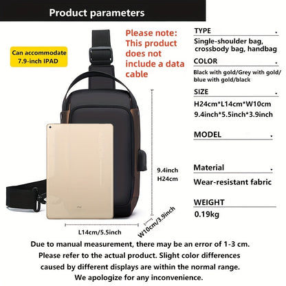 Men's Fashion Chest Bag, Women's Stylish Chest Bag, New Men's Shoulder Crossbody Bag, Trendy Casual Front Sling Bag, Unisex Anti-Theft Multifunctional Lightweight Shopping Tote