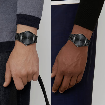 Simple Men'S Watch Black Waterproof Quartz Watch