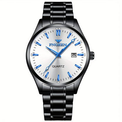 Men's Business Trendy Watch Casual Steel Strap Calendar Quartz Ultra-Thin Wristwatch