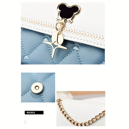Fashion Crossbody Bag, Women's Embroidery Flap Purse, Chain Decor Shoulder Bag