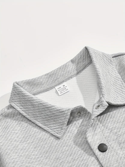 Men's Casual Sportswear Set - Long Sleeve Button-Up Shirt & Joggers, Stretch Fabric, Spring/Fall Collection