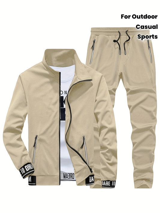 Spring and Autumn Outdoor Men's Sports Casual Suit with Jacket and Pants Two-Piece Set