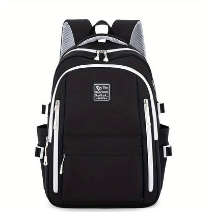Visually Appealing Two-Tone Travel Backpack - Durable, Nylon, Lightweight with Adjustable Straps, Large Capacity School Bag for Students (No Charm), Casual Daypack|Organized Storage|Bag, Backpack for School