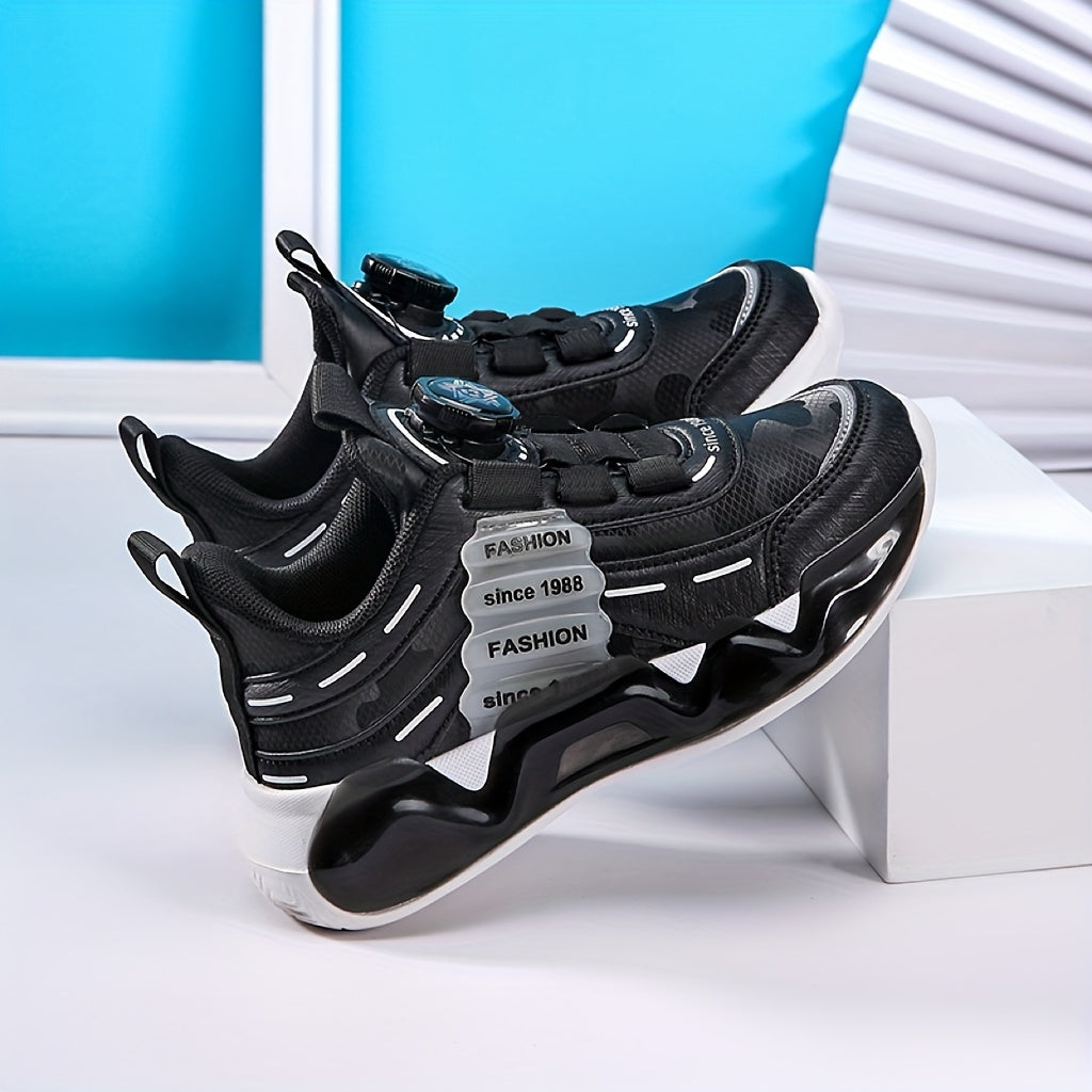 Boys' Ultra-Light Running Shoes with Rotating Buckle - Breathable, Non-Slip Sole for Outdoor Activities, Fall/Winter Collection