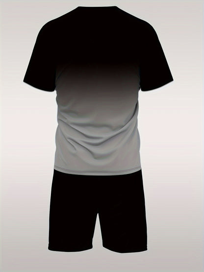 King Signature Men's Two-Piece Athletic Outfit: Graduated Color T-Shirt and Shorts - Summer Collection - High-Quality King Print - Men's Casual Sportswear - Middle East