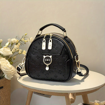 Stylish Women's Handbag - Two-Tone Red & White Design, Embossed Floral Pattern, Adjustable Crossbody Strap, Golden-Tone Hardware, Perfect for Casual Outings & Commuting, Ladies Handbags