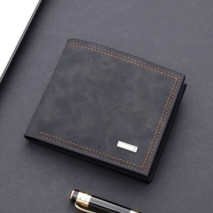 Men's PU Leather Short Wallet With Interlayer Coin Purse Multiple Card Slots Purse Large Capacity Card Cash Holder, Great Gift For Men
