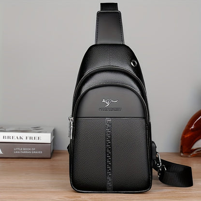 Men's Chest Bag Crossbody Shoulder Bag Small Fanny Pack Fashion Casual PU Leather Men's Satchel