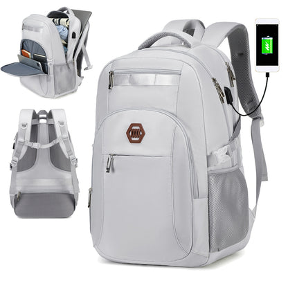 Travel Laptop Backpack, Business Slim Durable Laptop Backpack With USB Charging Port And Trolley Cover, Male And Female College High School Laptop Bag For 15.6 Inch Laptop
