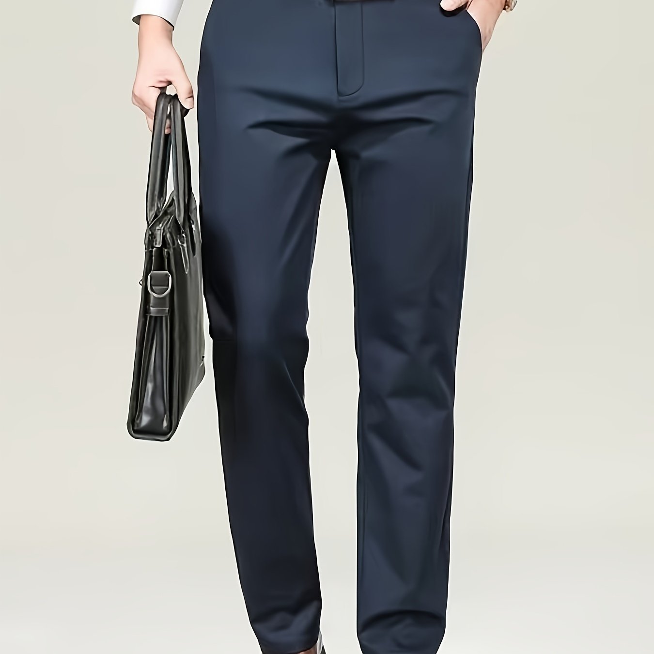 Classic Design Dress Pants, Men's Formal Solid Color Stretch Dress Pants For Business And Formal Occasions
