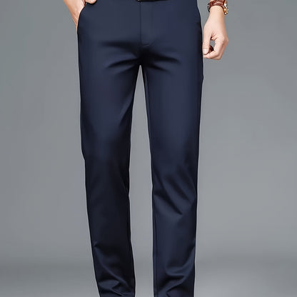 Men'S New Style Solid Color Suit Pants for All Seasons, Fashionable Business Stretch Straight-Leg Formal Trousers, Slim-Fit Casual Pants.