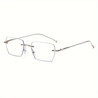 1pc Rimless Square Photochromic Glasses - Elegant & Lightweight, Color-Changing Lenses for Indoor/ Use, Ideal for Daily Wear, School, Business, & Special Occasions, Non-Prescription, Perfect Gift