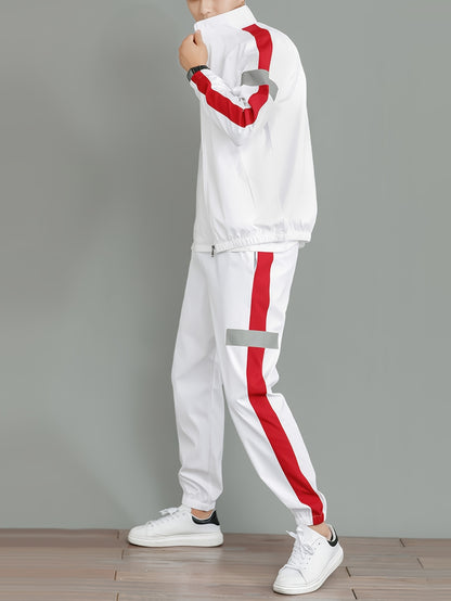 2pcs Men's Spring/Autumn Casual Long Sleeve Sportswear Set with Stand Collar