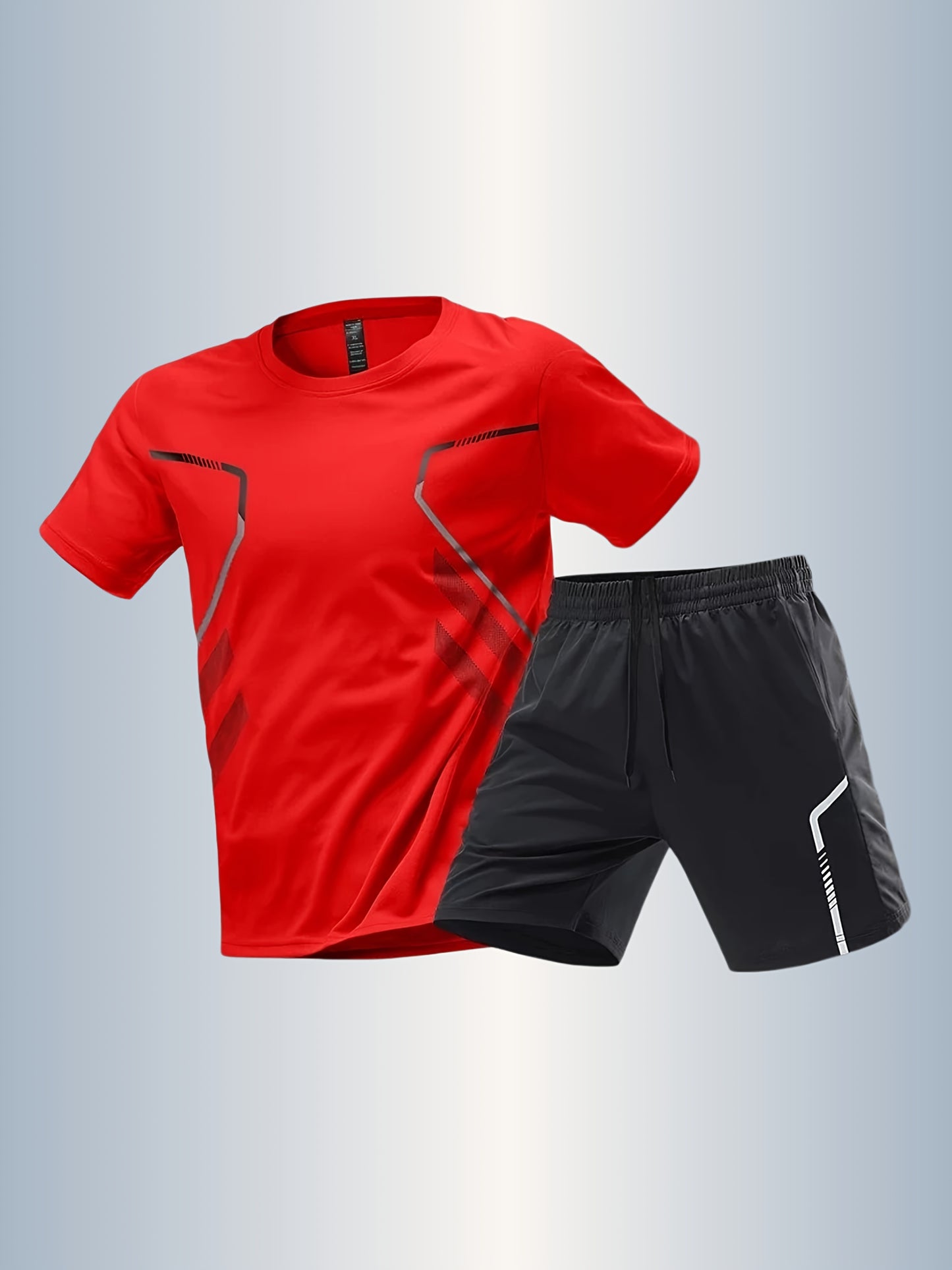 Men'S Lightweight Running Set - Breathable, Quick-Dry Athletic Wear with Zipper Pockets, Ideal for Outdoor Fitness & Training, Casual Sportswear|Casual Sportswear, Athletic Wear